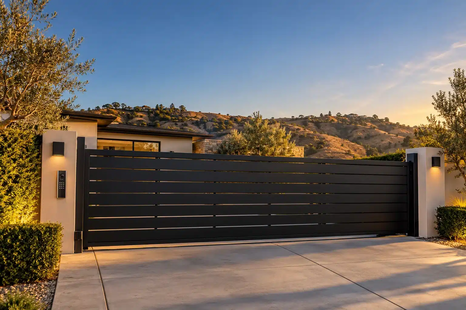 Automatic driveway gate in Woodland Hills, an example of professional gate repair services